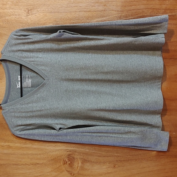 Nike Dri-Fit Heather Gray Women's V-Neck Long Sleeve Athleisure T-Shirt Size M - Picture 1 of 7
